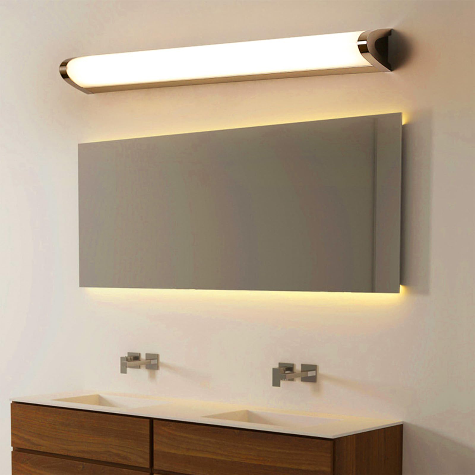 Lampada da parete a LED per bagno, applique impermeabile IP44, regolabile 3000 K/4500 K/6500 K, design moderno argento, ampia gamma di illuminazione per doccia e WC (40 cm)