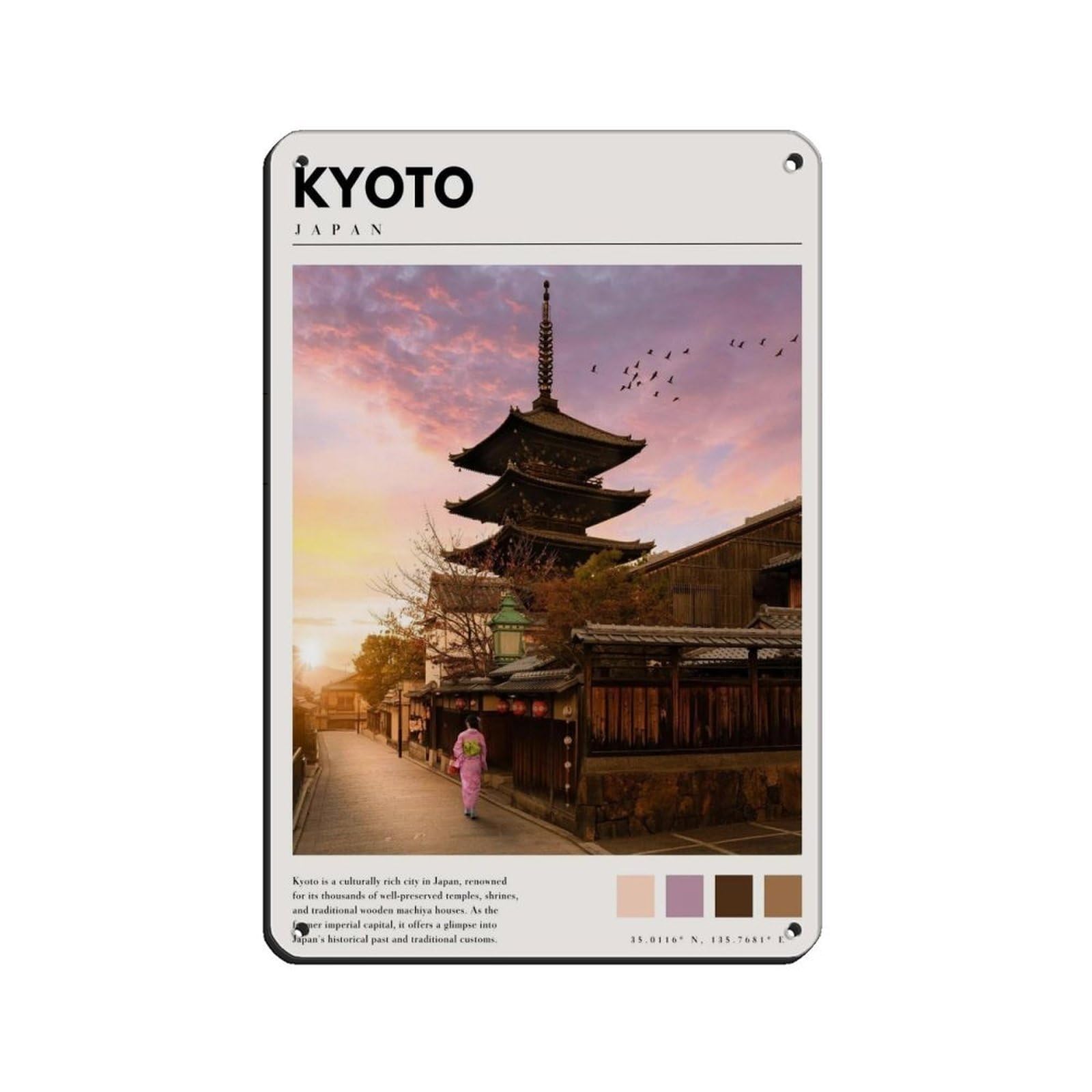 Kyoto Art Kyoto Photography Poster Tin Sign Vintage Metal Pub Club Cafe Bar Home Wall Art Decoration Poster Retro 8x12inch(20x30cm)