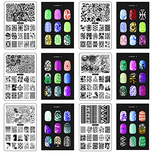 CICI&SISI Nail Stamping Plates Set Jumbo 3 Set of 6 JUMBO Nail Art Polish Stamping Manicure & Pedicure Kits All New Designs with FREE STAMPER & SCRAPER TOOLS SET