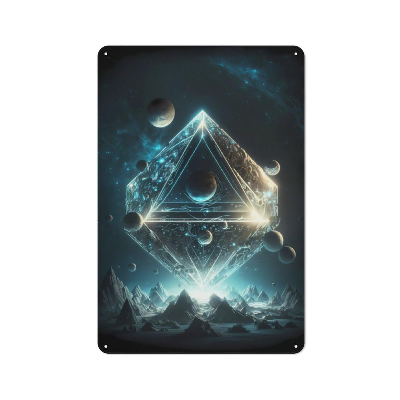 Junmoney Alien Tesseract Rustic Metal Plaque 30X20cm For Guest Room Or Hallway, For Home Interiors, Feature Walls And Decorative Displays