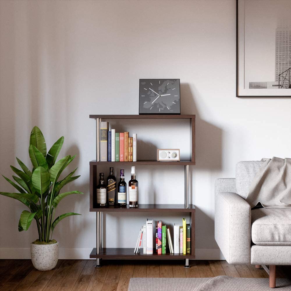 Buy Industrial Bookshelf Book Storage 4 Tier Bookcase Display and Storage Modern Display