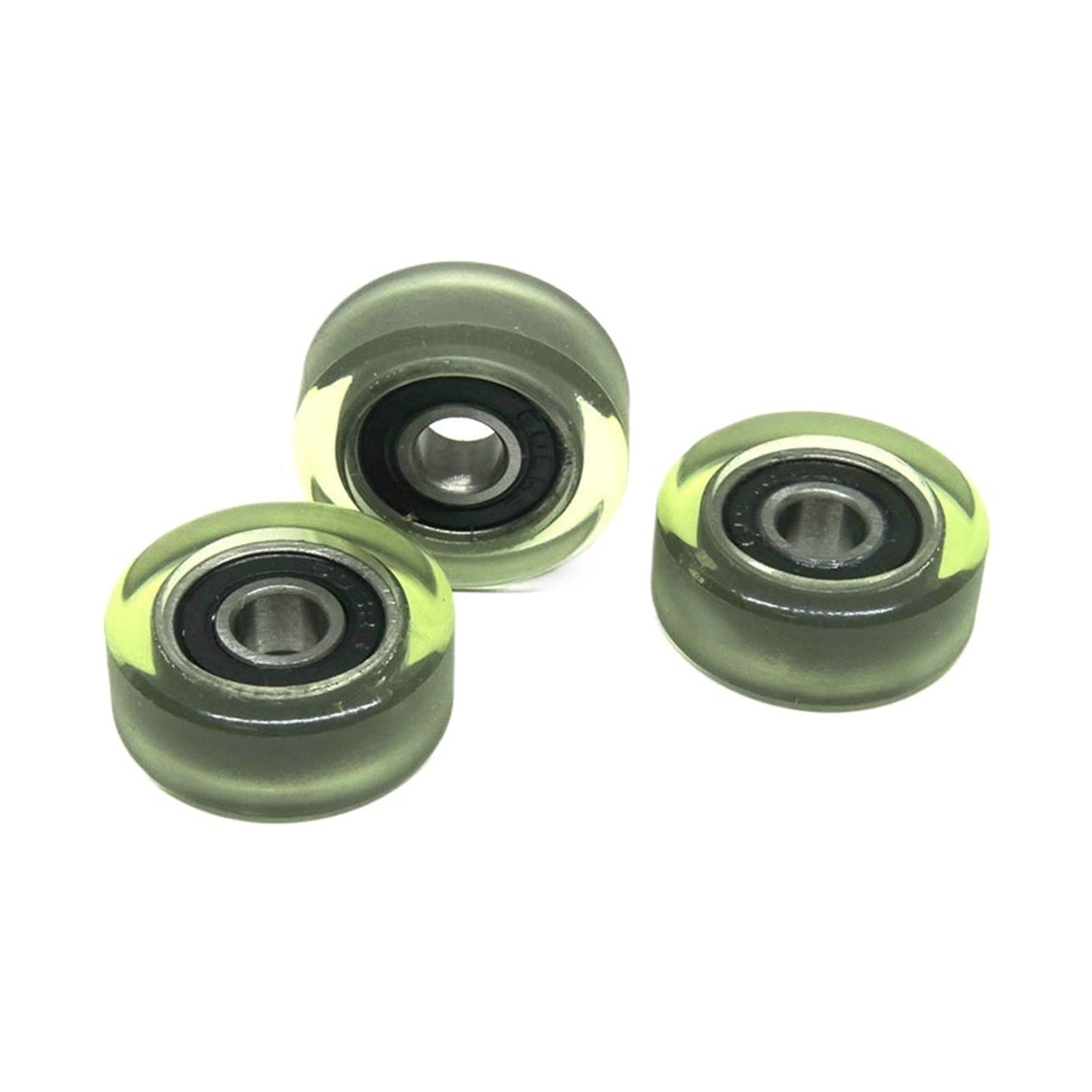 NOBIRTBSA 10 Pieces Outer Diameter 19mm Polyurethane Coated Flat Guide Pulley PU60519-7 PU Covered Bearing 5x19x7 Plastic Soft Rubber Roller 5 * 19 * 7