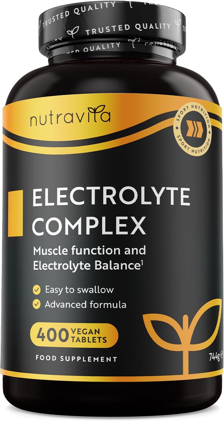 Nutravita Electrolyte Replacement Complex - High Strength Tablets with Added Magnesium, Potassium & Calcium - Muscle Function & Electrolyte Balance - 400 Vegan Tablets - No Synthetic Binders