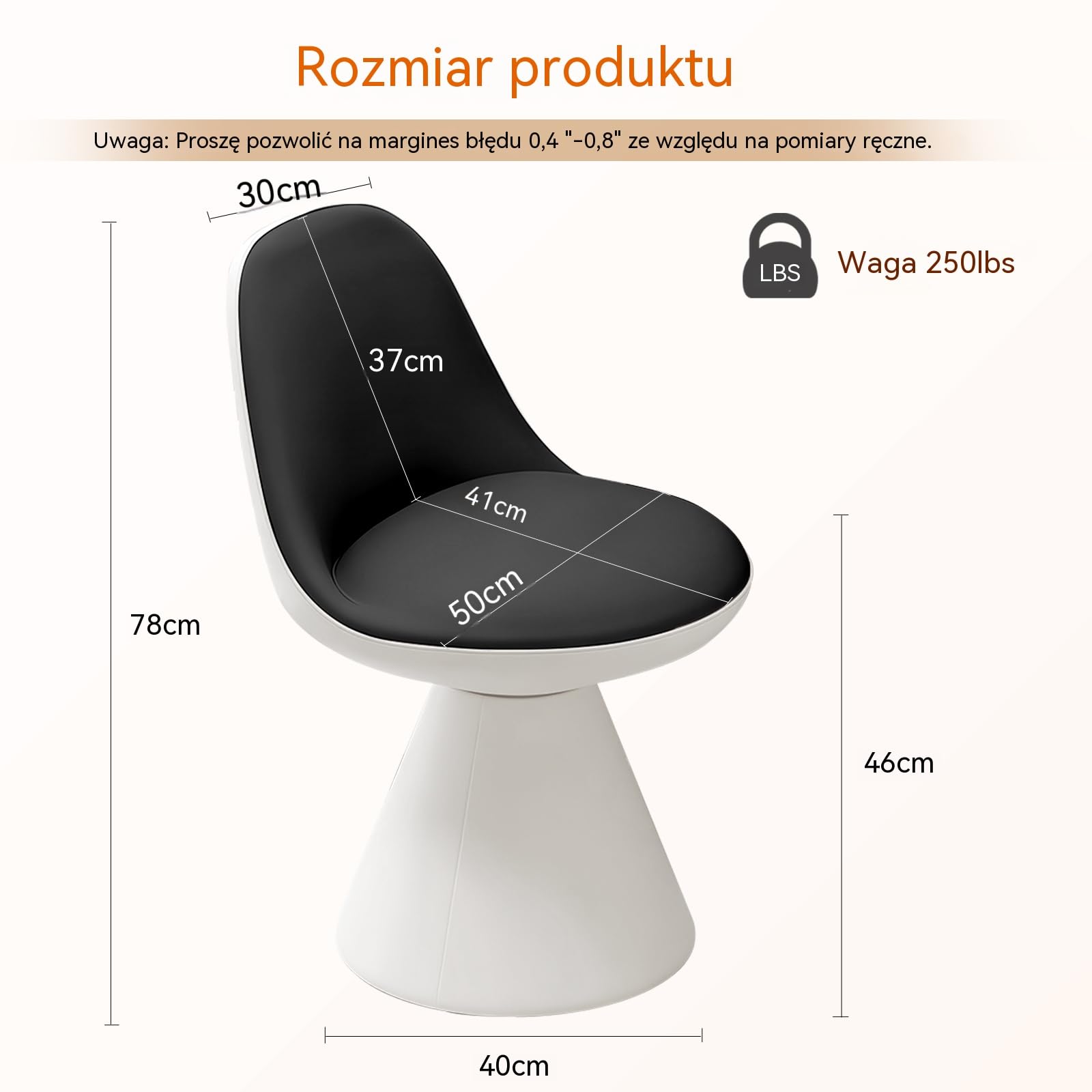 Obrotowy Fotel do Toaletki z PU, Stołek do Makijażu – Do Sypialni, Salonu