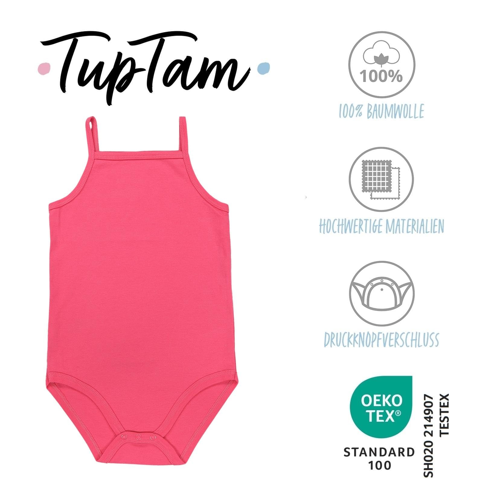 TupTam Body Baby Mädchen 5er Set – Sommer Body Baby mit Spaghettiträgern aus 100% Baumwolle