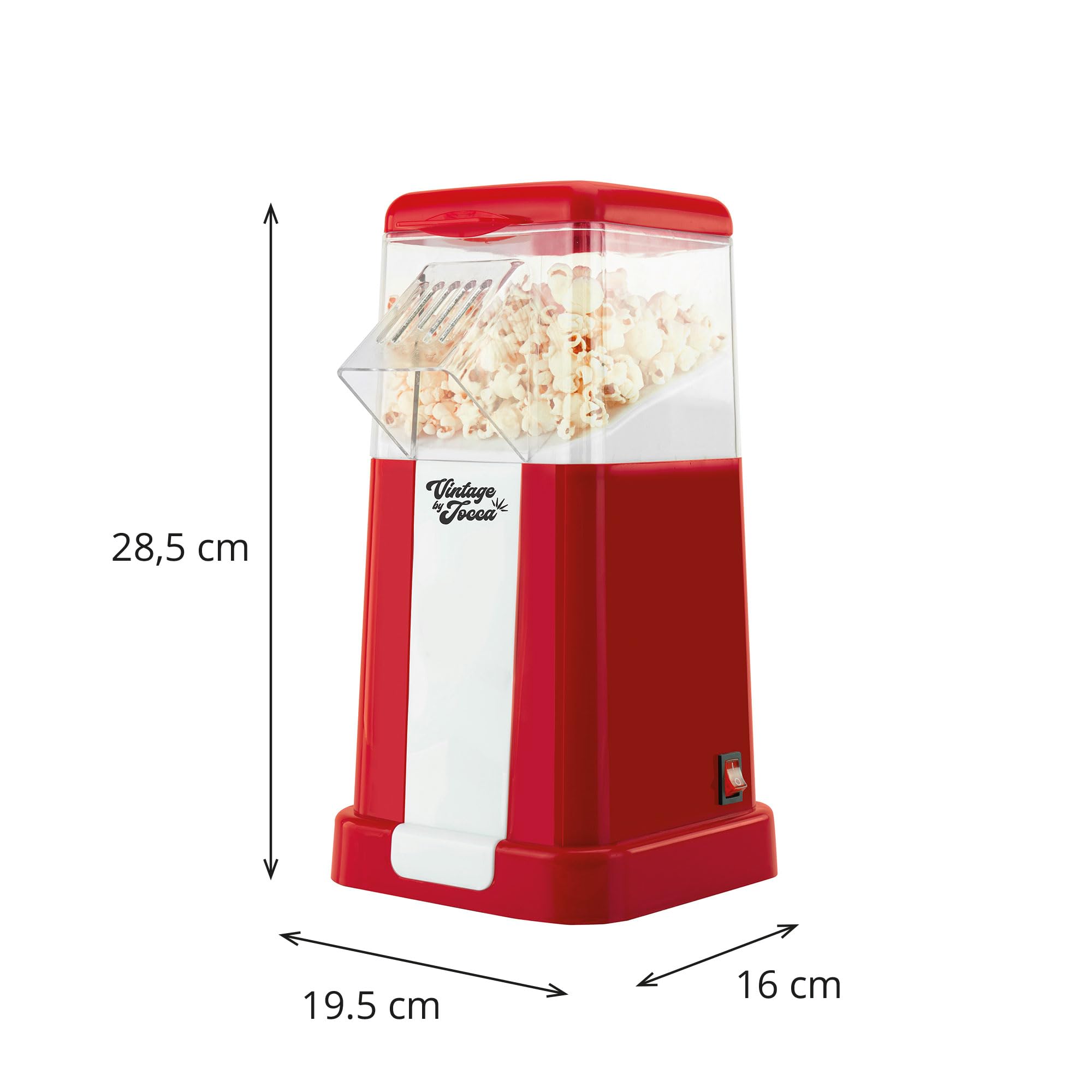 Jocca, Macchina per Popcorn 1500W, Senza Olio, Pronta in 3 Minuti, Capacità 280ml, Design Compatto
