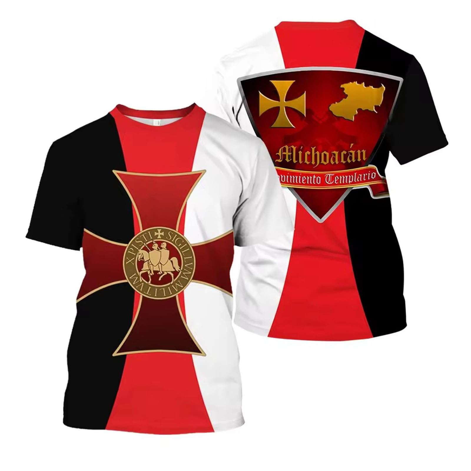 boiszeda Knights Templar Graphic Tee Cross Shirts Short Sleeves Medieval Renaissance T-Shirts