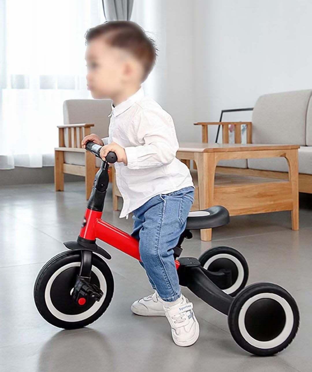 iumLeap Toddler Stroller with Parent Handle,Children's tricycles for 2-5 Years Old,Removable Pedals,Folding Rear Wheels Scooter Bike,Adjustable Handlebar,seat with Belt (Red)