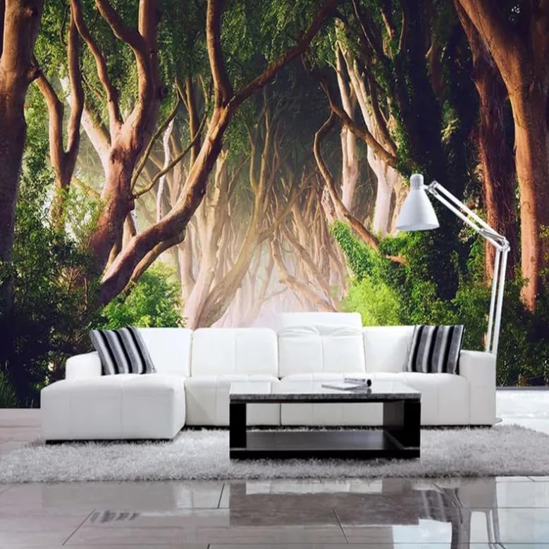 Papier peint photo 3D forêt nature de 400x280 cm pour grand mur de salon