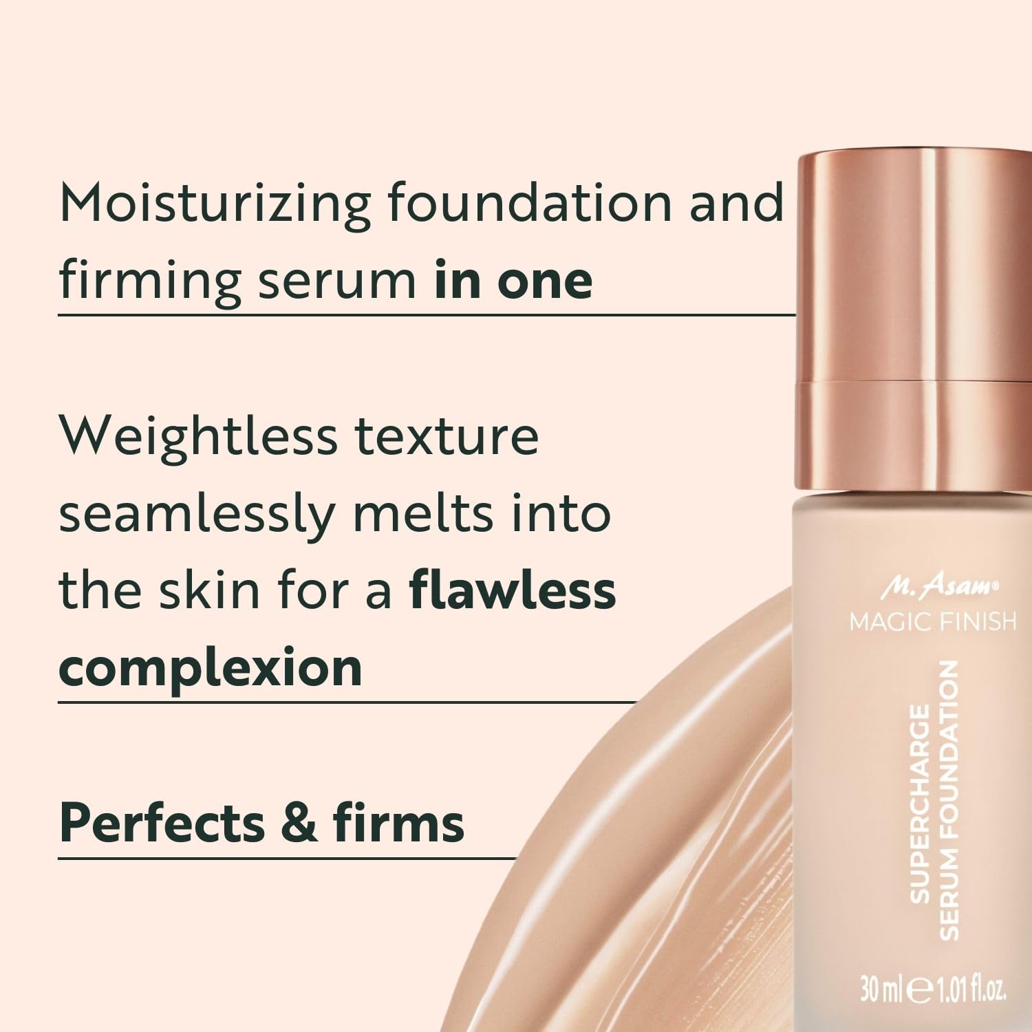 M. Asam MAGIC FINISH Supercharge Serum Foundation Soft Ivory (1.01 Fl Oz) - Moisturizing Make Up & Firming Face Serum In One, Anti-aging CC Cream With Optimal Coverage & Hyaluronic Acid - Image 2