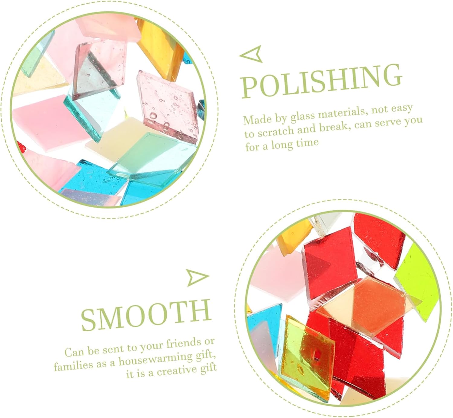 DIY Colored Mosaic Tiles for Crafts Irregular Small Pieces with Smooth Surface Wear-Resistant Tiles for Photo Frames Cups Outdoor Tables Mixed Colors
