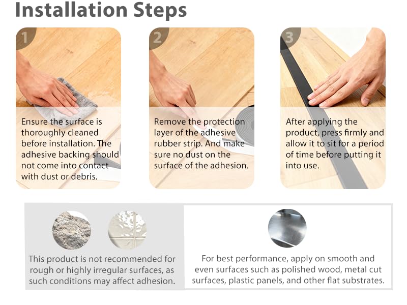 Miniatura 3 de DOBTIM Tiras de goma sólida de neopreno autoadhesivas de 18 (.125 pulgadas) de grosor x 1 pulgada de ancho x 10 pies de largo, lámina de goma para