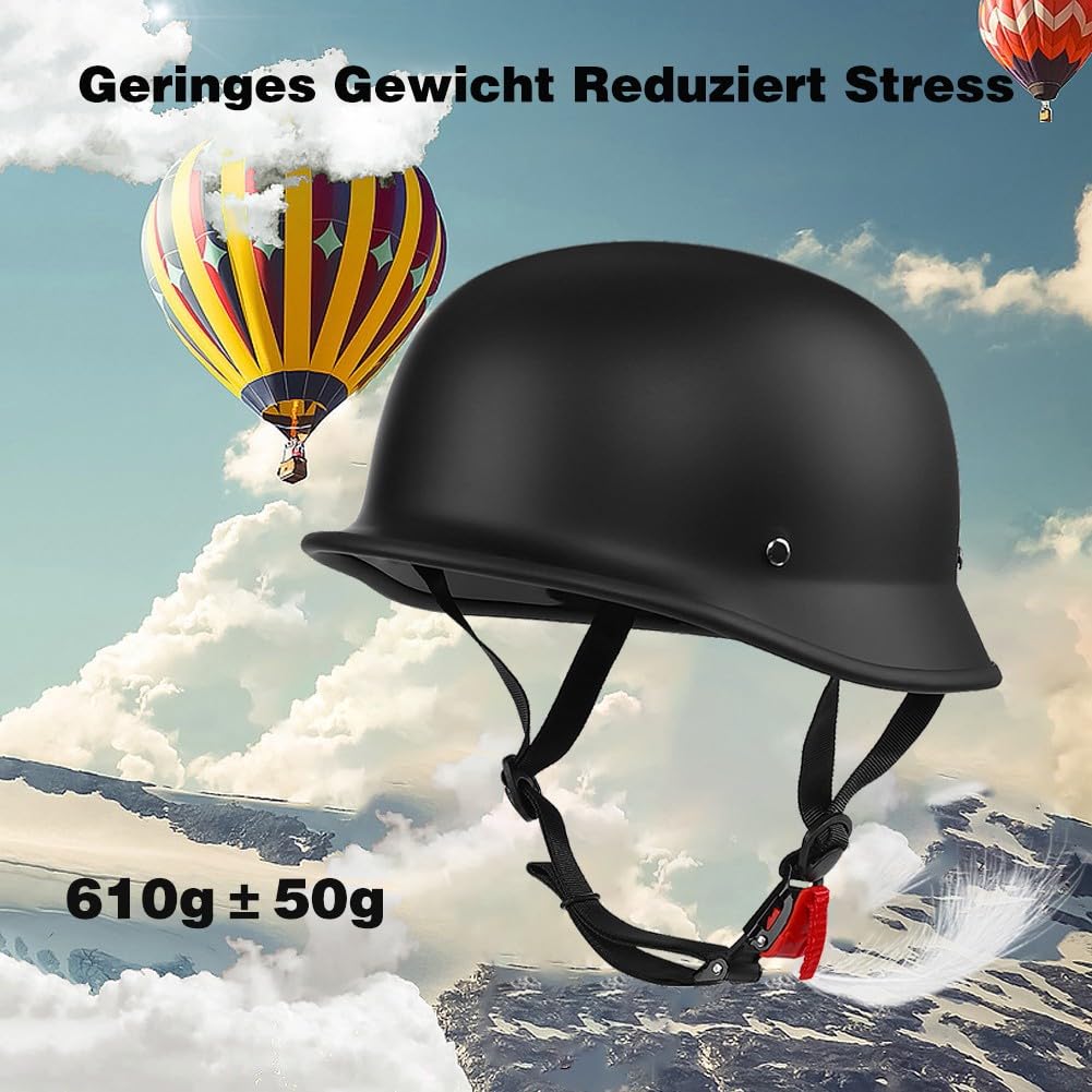 Vintage Motorradhelm Halbhelme mit ECE, Halbschalenhelm für Herren und Damen, Jethelm Retro, Chopper Helm, Scooter-Helm, Fahrradhelm, mit Schnellverschlussschnallen 55~62cm