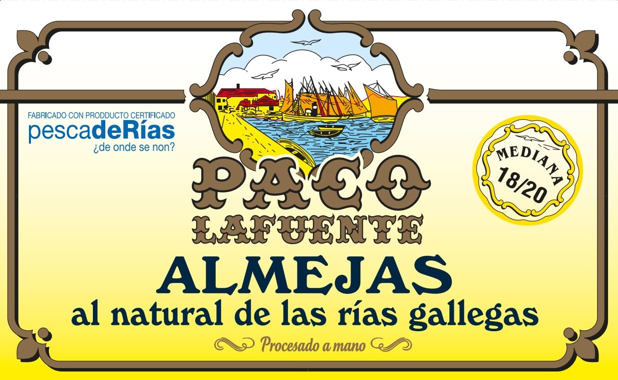 Almejas de las rías Gallegas al natural. Medianas. 18/20 piezas
