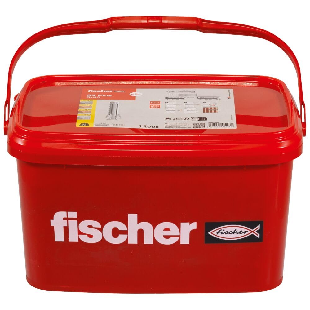 fischer - Seau de 1200 Chevilles SX Plus 8x40, bi-matière et Multi-matériaux
