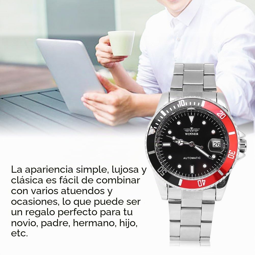 Mantel para Banquetes, Reloj Mecánico Automático de 3 Colores para Hombre y Mujer - Pulsera de Acero Inoxidable - Regalo