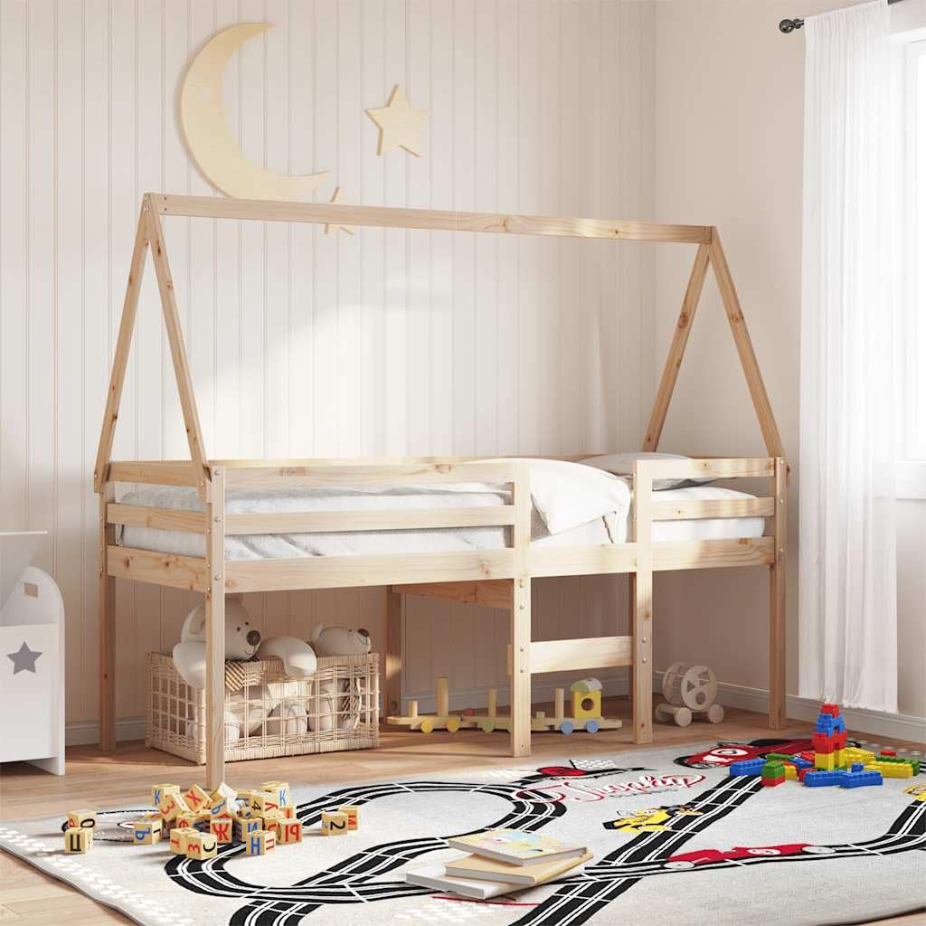 vidaXL Kinderbettdach Massivholz Kiefer offene Seite Betthimmel Schlafzimmer