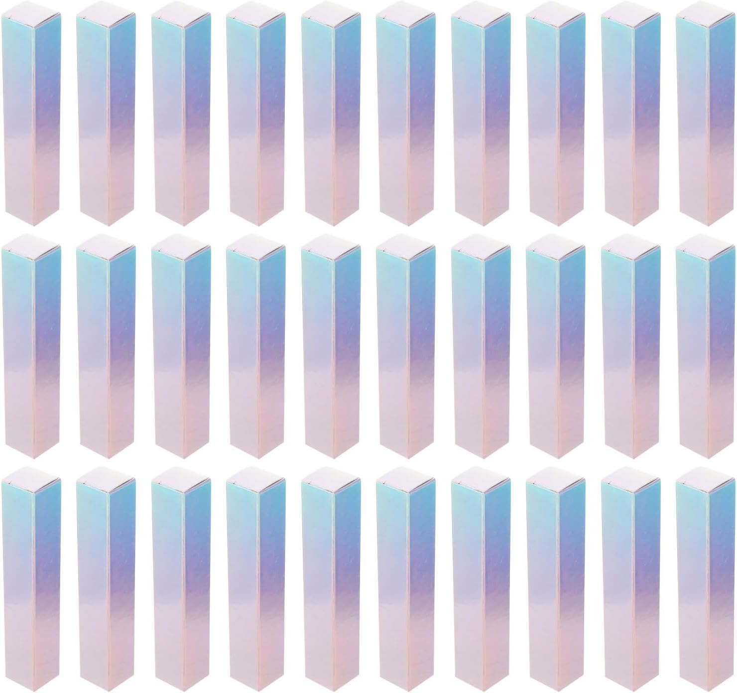 SEWACC 50pcs Empty Lip Gloss Boxes Paper Packaging for Lipstick and Lip Gloss Tubes, Holographic Paper Lipstick Pack Box, Cosmetic Packaging for DIY Beauty Products