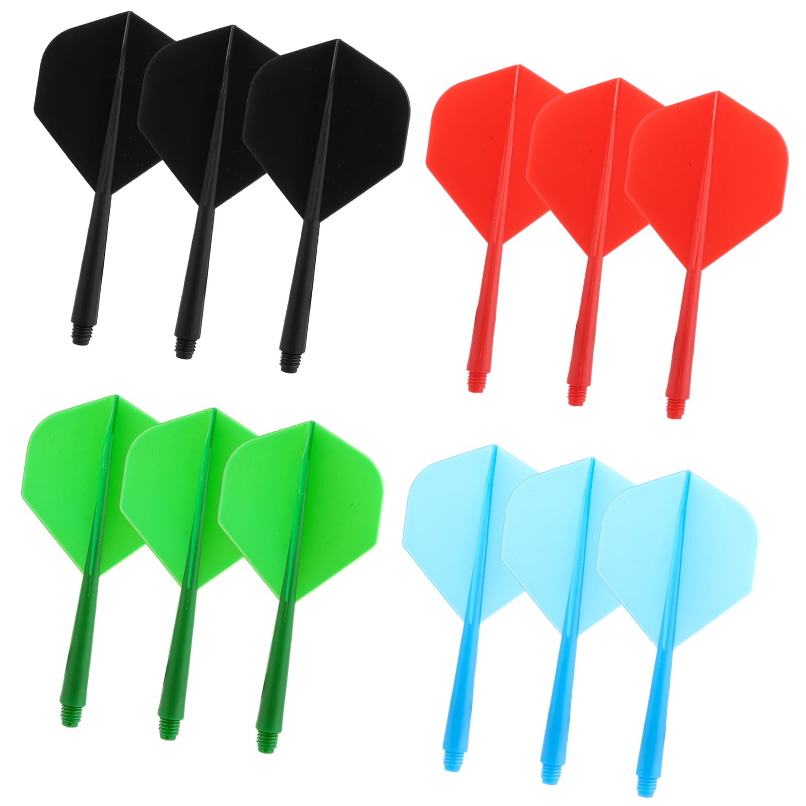 ASelected 12Pcs Integrated Dart Shaft and Flights, Professional Darts Accessories, Dart Flights Made of One Piece, 2BA Anti Falling Design- 4 Colors