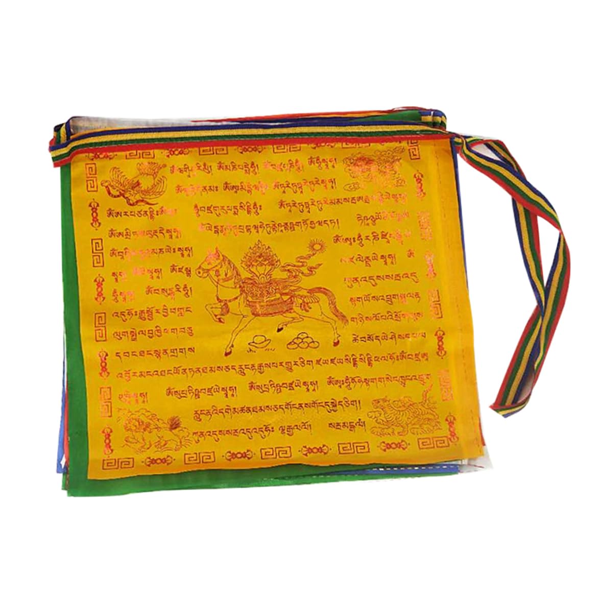 Whyzsjnclg Blue+White+Red+Green+Yellow Wind Horse Flag, Tibetan Prayer Flags Wind Horse Flag Golden Typeface Lungta Bunting For Wall Hanging Outdoor 25Pcs, Typeface Lungta Flags