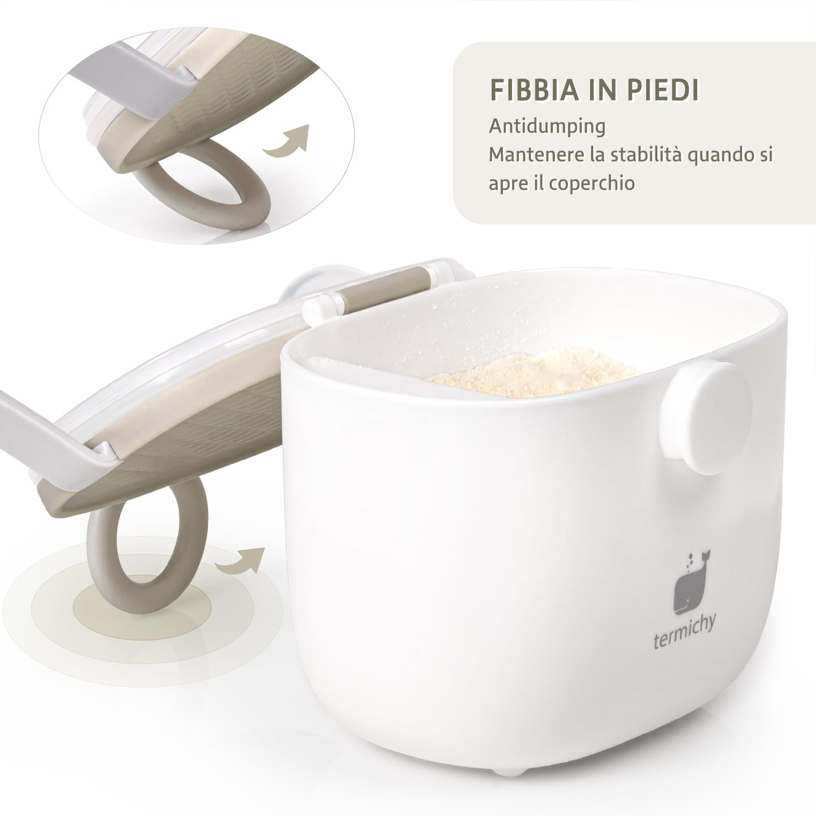 Termichy Dispenser per il latte in polvere, 250g Dispenser di Polvere Formula, portatile contenitoredi latte in polvere per neonati(cachi, 1 pezzo)