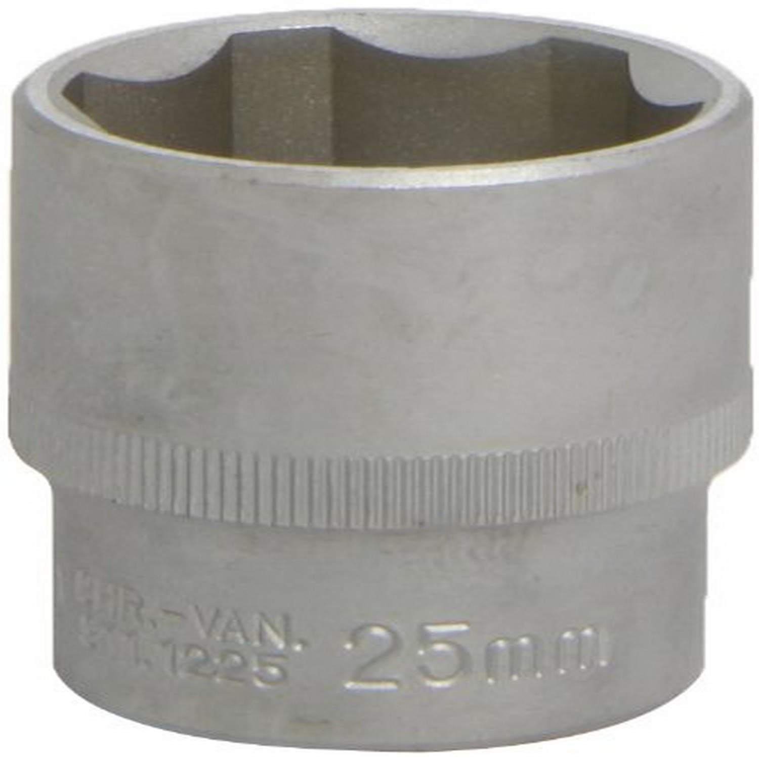 KS Tools CHROMEmat 911.1225-E Socket F6 1/2" Drive Profile 25 mm with Holder, Matte Chrome on Support, 1/2" - 25 mm