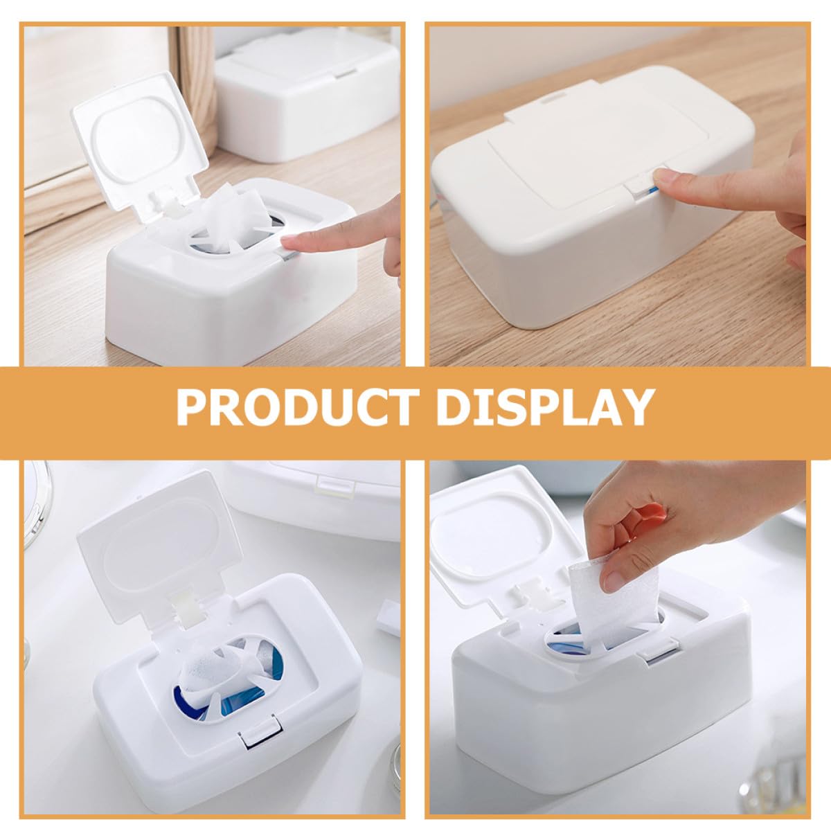 Caja de Toallitas de Plástico Pp Recargable y Portátil 4 Piezas para Almacenamiento Simple Adecuado para Coche y Cajones