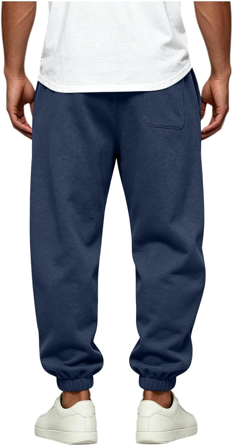 Mens Baggy Sweatpants Fleece Elastic Bottom Sweatpant | Drawstring Athletic Joggers Sweat Pants with Pockets Lounge Trousers Relaxed Fit Workout Gym Track Pants