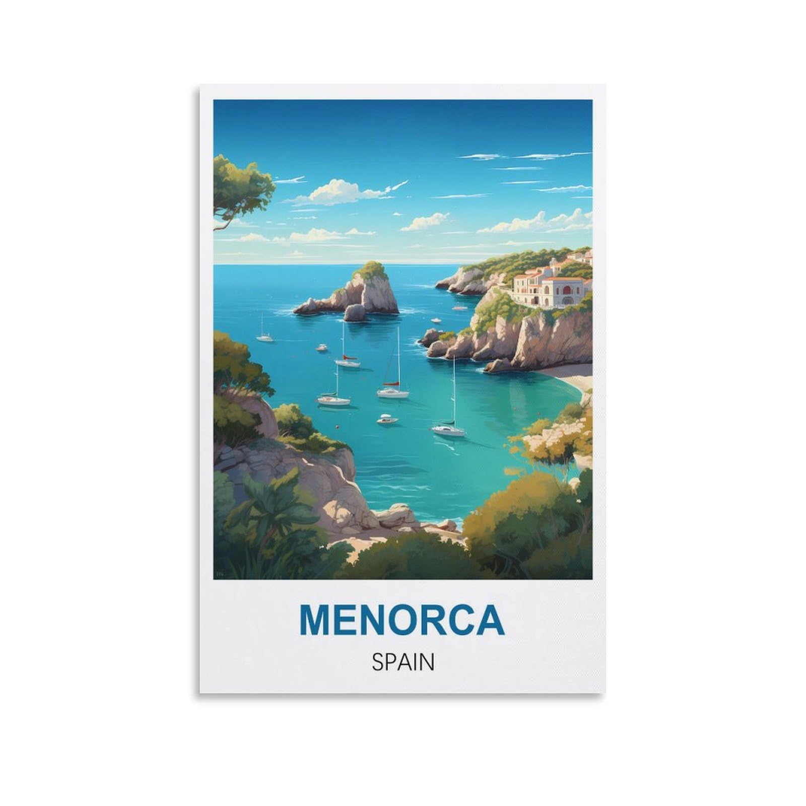 Mttjfdpo Unframe-Style Menorca Spain Vintage Travel Poster 08X12inch(20X30cm) Canvas Art Print Wall Art Decor Picture