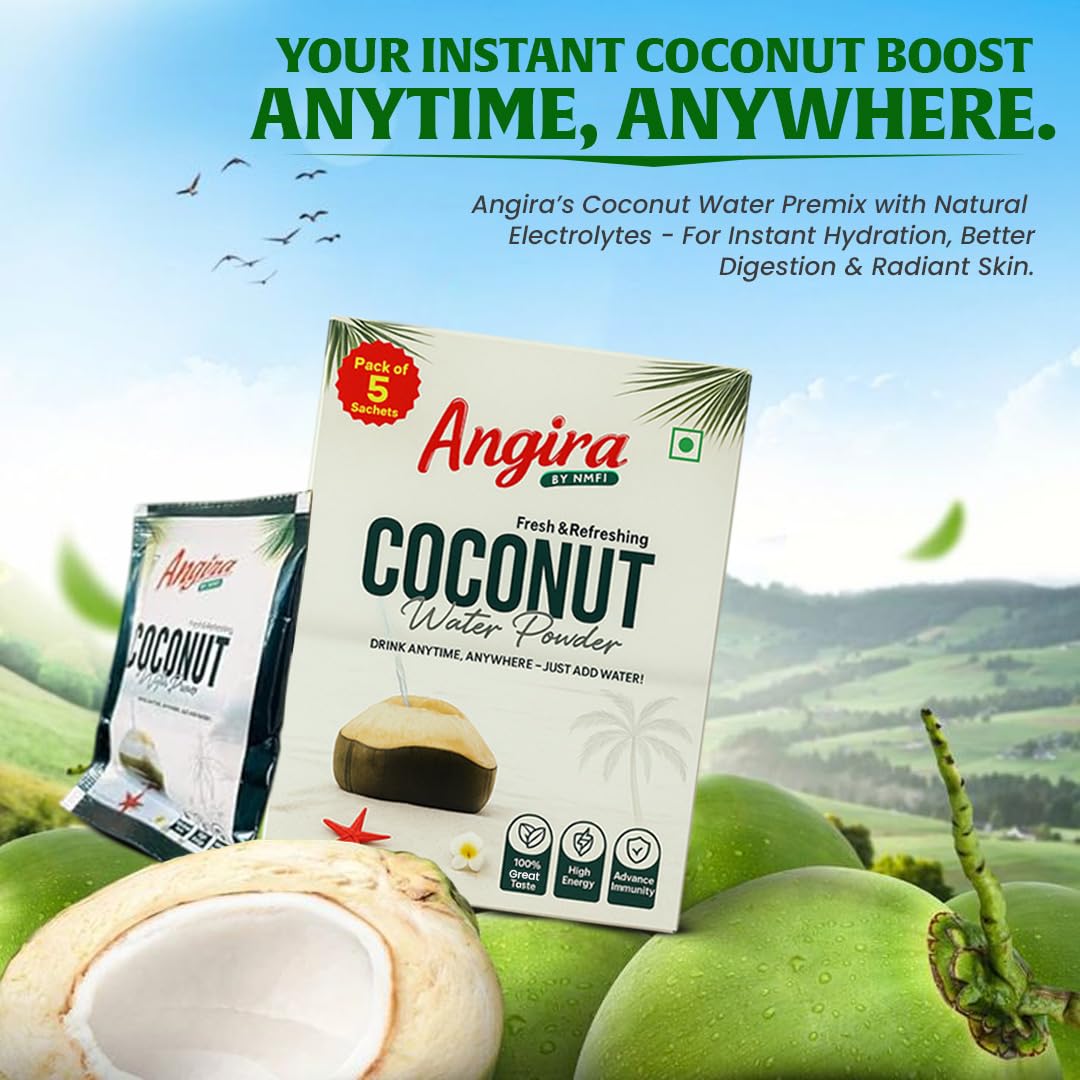 Angira Coconut Water Powder | Nariyal Pani Powder | Instant Coconut Drink Mix | Natural Electrolyte Hydration | Summer Energy Drink — Amazon image 9