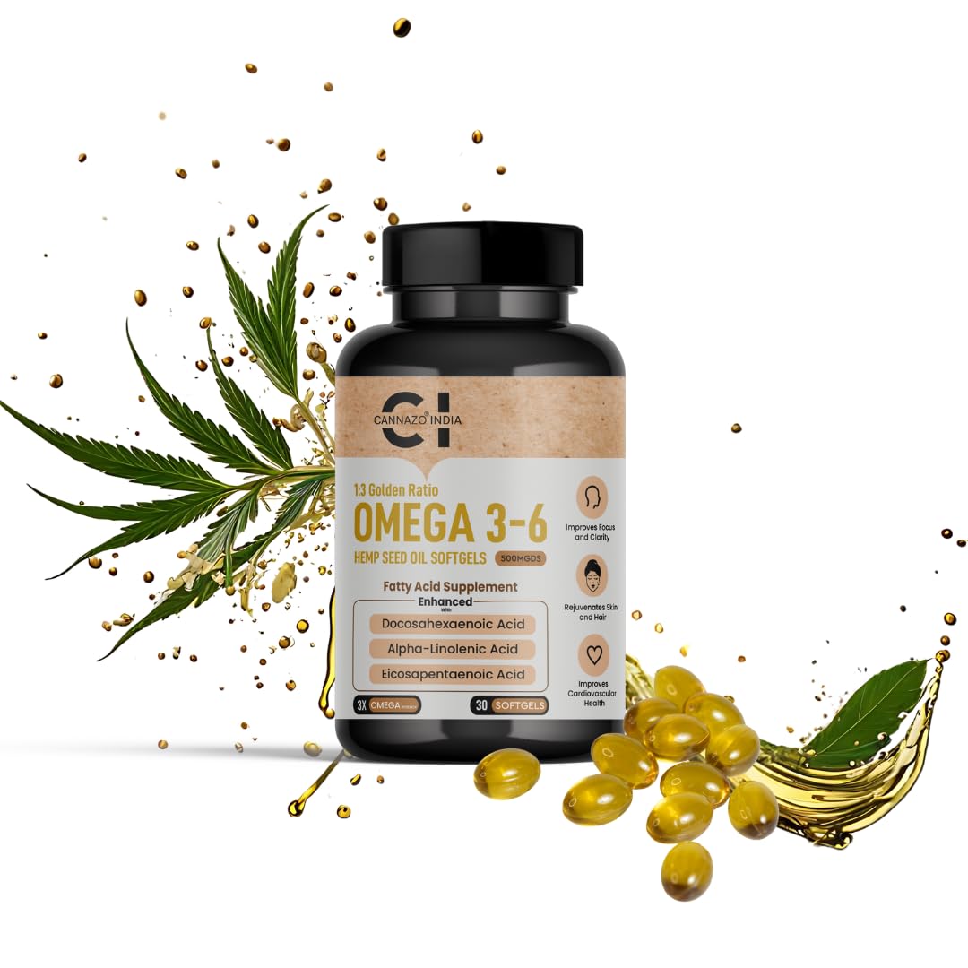 Cannazo India ® Omega-3, 6, 9 | Hemp Seed Oil Softgels - 500mgds - 30 Softgels | Strong Health of Heart Hair Skin | Best Daily Supplement, Rich Source of Vitamins & Amino Acids | 100% Organic Pure Cold Pressed | Plant-Based Alternative to Fish Oil-image-10