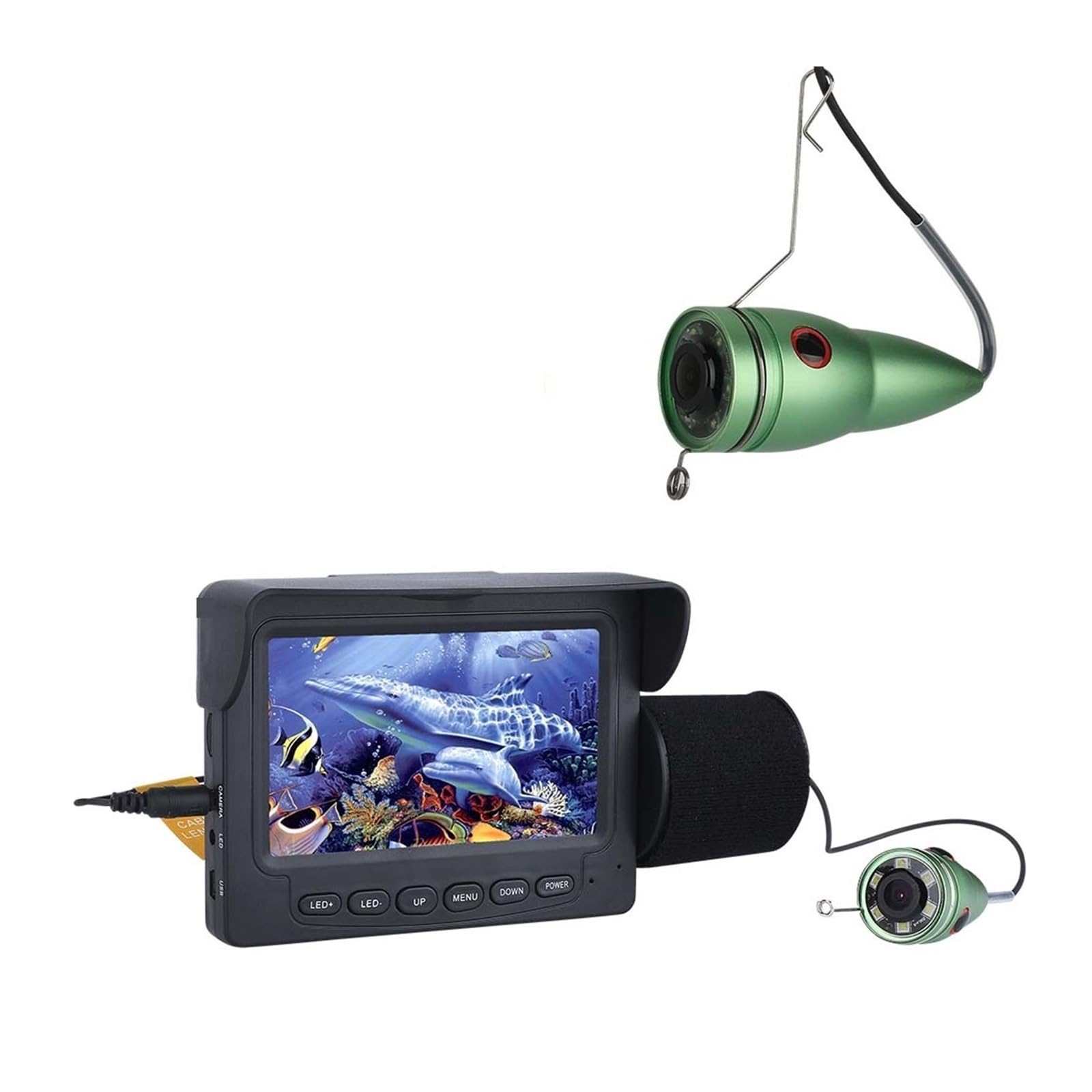 Buscador de Peces, Buscador de Peces portátil con Monitor LCD IPS 4,3 Pulgadas y 6 cámaras Pesca visión Nocturna LED for submarina en Hielo Invierno(30m Cable)