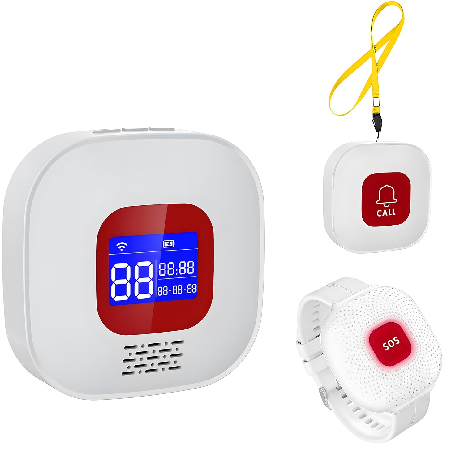 Boton Emergencia Ancianos, WiFi Alarma Personal, 1 Receptor 1 Pulsera 1 Botones de Pánico SOS, Compatible con Tuya Smart/Smart Life App (Sólo Soporta Wi-Fi 2.4GHz)