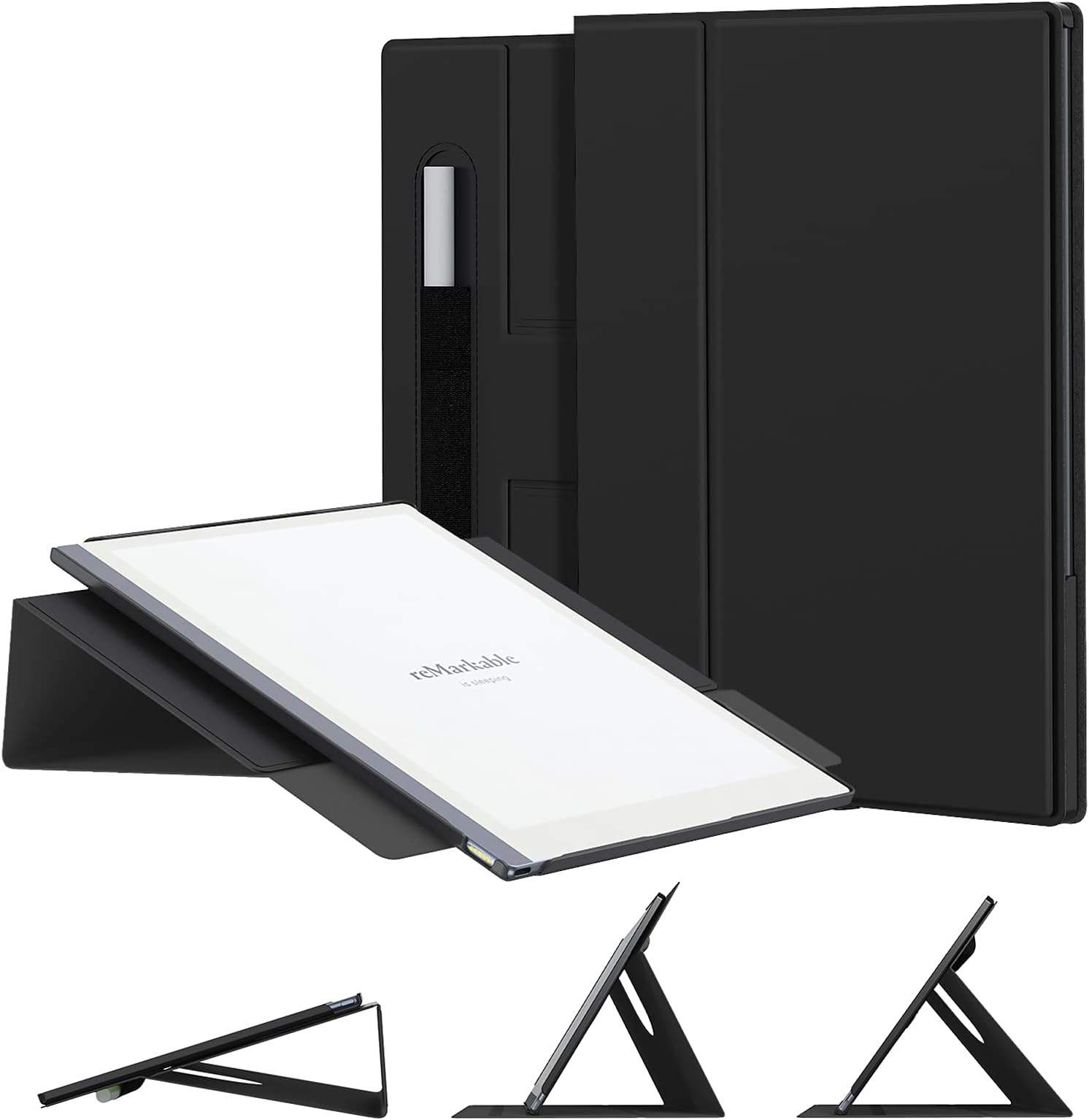 E NET-CASECase for Remarkable 2 Tablet -Slim Lightweight Multi-Viewing Angels Book Folio Cover Remarkable 2 Case with Pen Holder (Black)