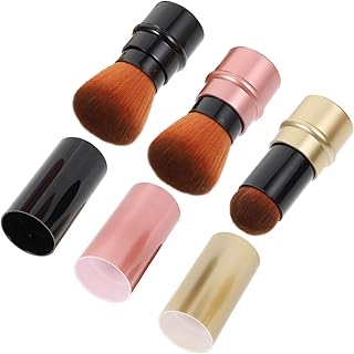 Abaodam 3 Peças Pincel Retrátil Para Blush Pincel De Maquiagem Pincel Portátil Para Blush Pincel Stickers Pincel Para Base Pincel Para Pó Pincéis Kabuki Líquido Solto Iluminador Cosmético