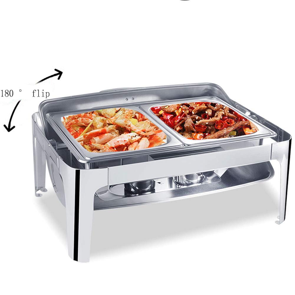 Scaldavivande, Chafing Dish rettangolari, per Buffet, Hotel, caffetteria, Riscaldamento e conservazione degli Alimenti, Risparmio energetico, Facile da Pulire, Grande capacità, B-9l (A)