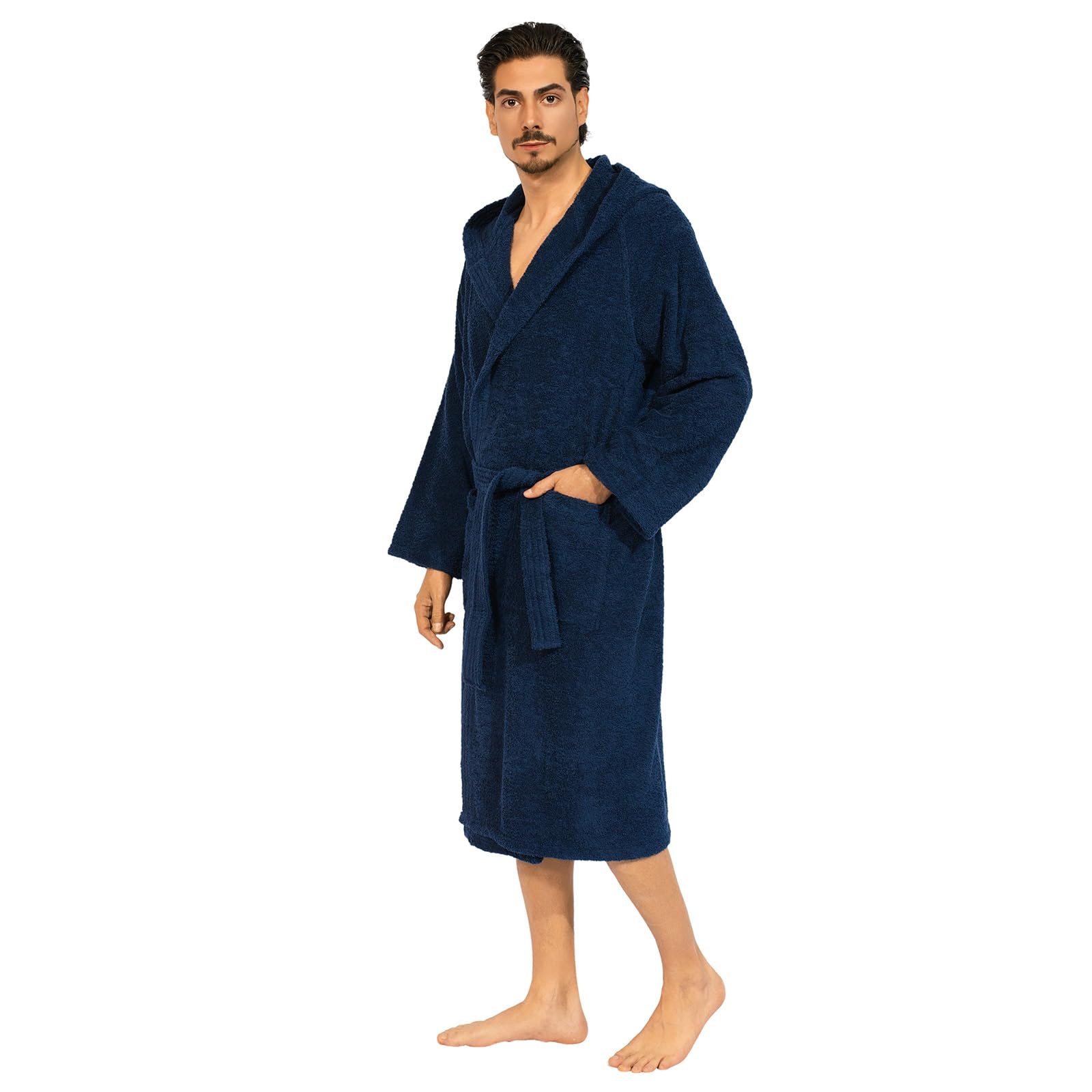 Peignoir unisexe pour femme/homme avec capuche - en éponge de coton 100% OEKO-TEX - doux, absorbant, Design italien
