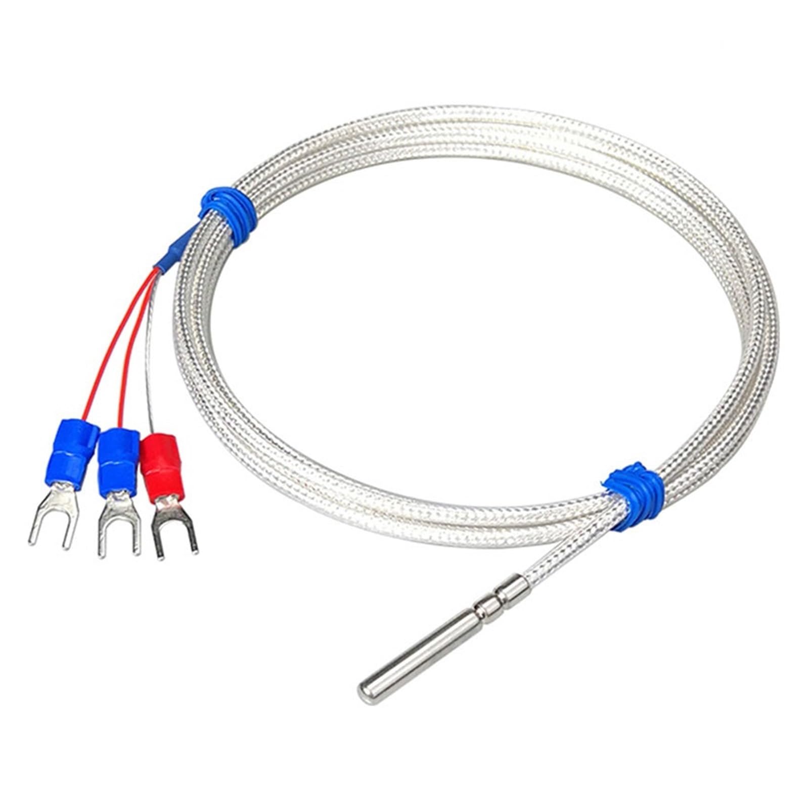 Thermoelement-Edelstahlsonde RTD PT100-Temperatursensor 0,5/1/2/3/4/5 M Wasserdichter 4 Mm * 30 Abgeschirmter Geflochtener Draht(PT100 5M)