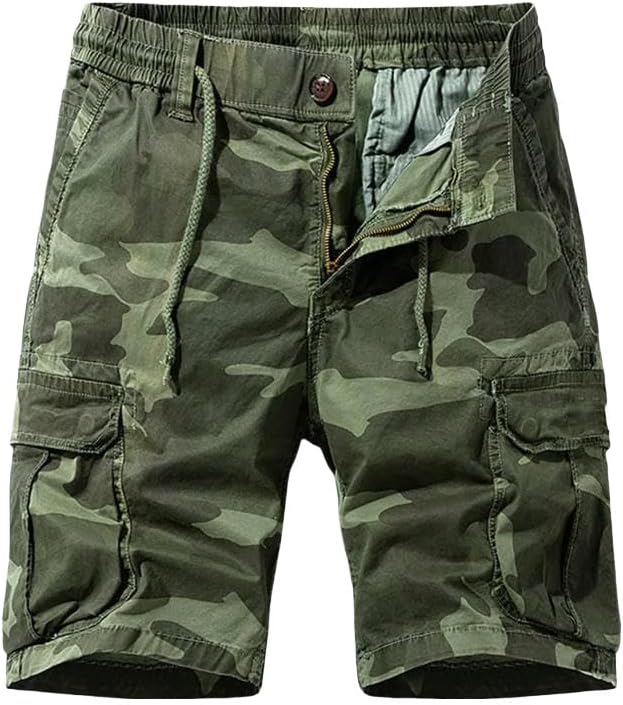 Men's Summer Cotton Cargo Shorts Multi-Pocket Casual Breathable