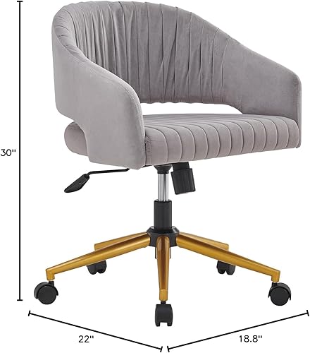 Miniatura 3 de Ufurpie Silla de escritorio moderna giratoria de terciopelo, bonita silla de tocador con reposabrazos, giratoria de 360 y altura ajustable, silla