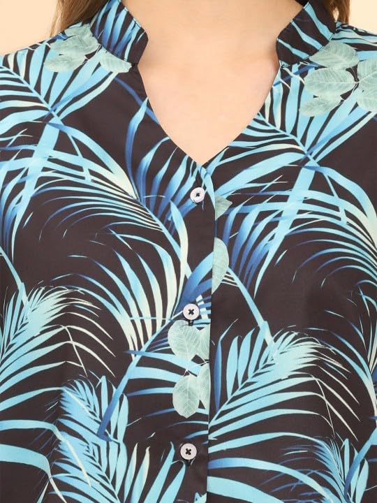 Image of Trendy Queen Women's Printed Straight Mandarin Neck Shirt for Women's | Tops for Woman Shirts | Shirt for Women Stylish Western (SD772 S)