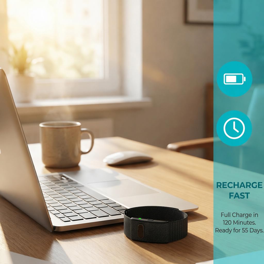 Health Guardian 30+ Tage Akku Smart Band mit winzigem Display, 24/7 Gesundheitsmonitor (HR/HRV/SpO2) & kostenlosem lebenslangen KI-Bericht, kein Abonnement (Schwarz)