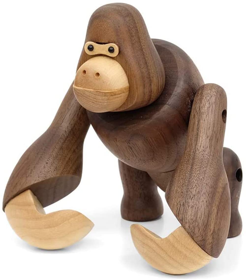 ル・イボウ・エレガン - 高級木製彫刻ゴリラ置物、21cm（Jual glodok 