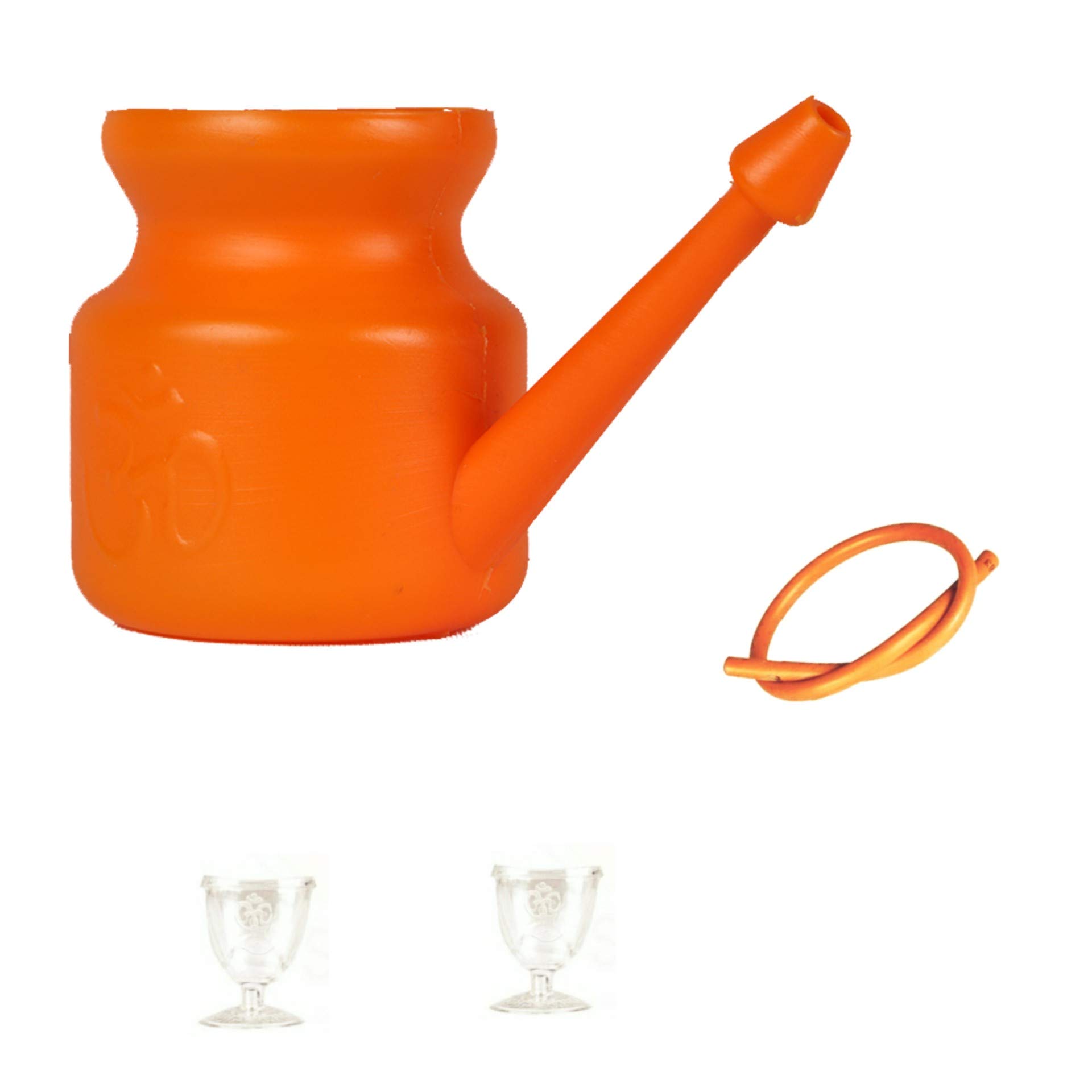 Yoga Store Wala Plastic Big Jal Neti Pot With 1 Rubber Neti And Eye Wash Cup 2 Pcs - Combo Pack Of 3