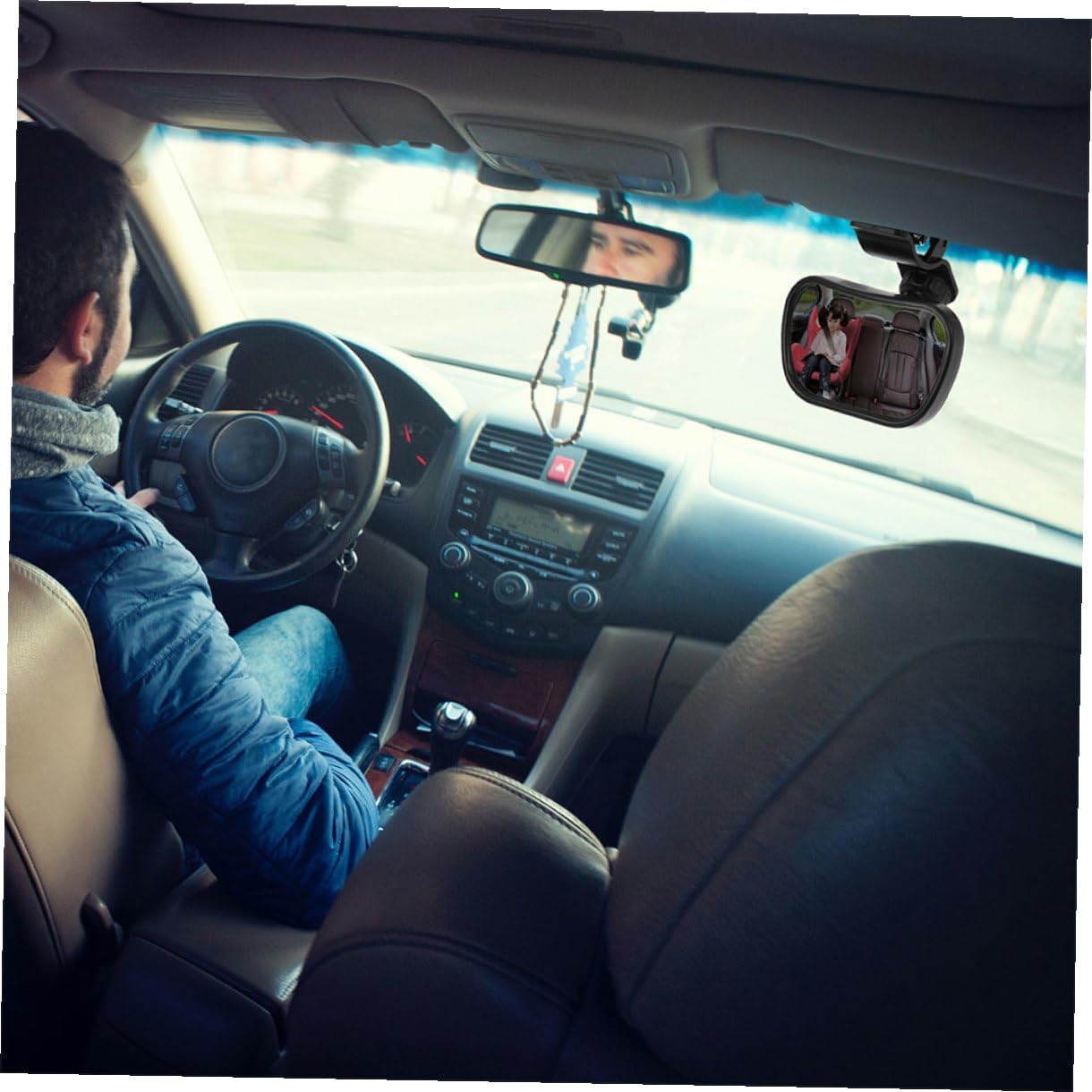 2pcs Car Rearview Mirror for Rear-facing Seats, Shatterproof Automotive Interior Mirror with 360° Rotation and Wide Angle View for Safety Monitoring in Vehicle