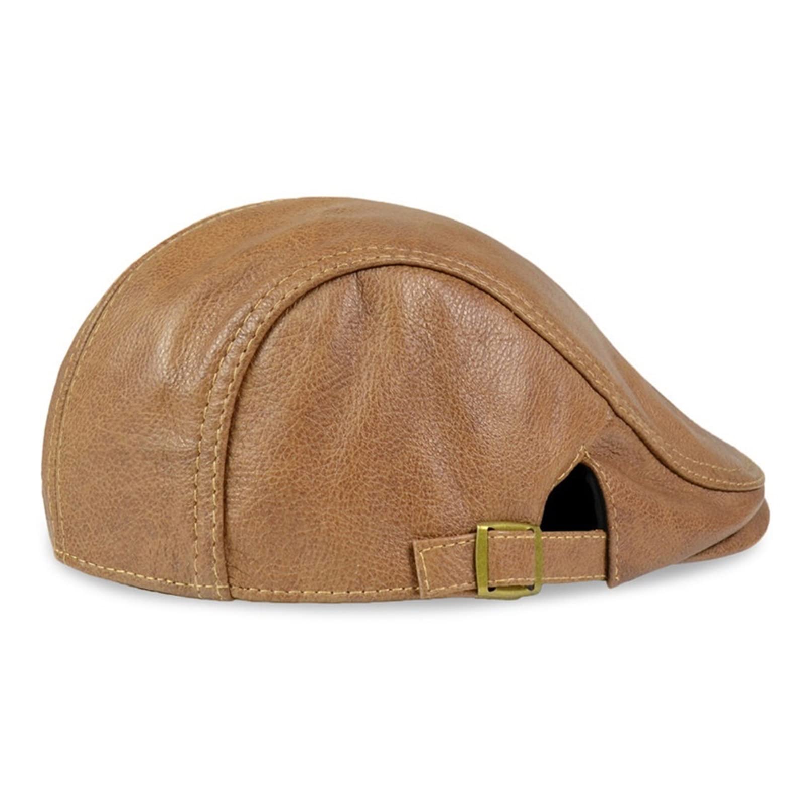 Mężczyźni Prawdziwej Skóry Newsboy Hat Capgatsby Płaskie Golf Cabbie Baker Beret Retro Brand New Men's Baseball Cap