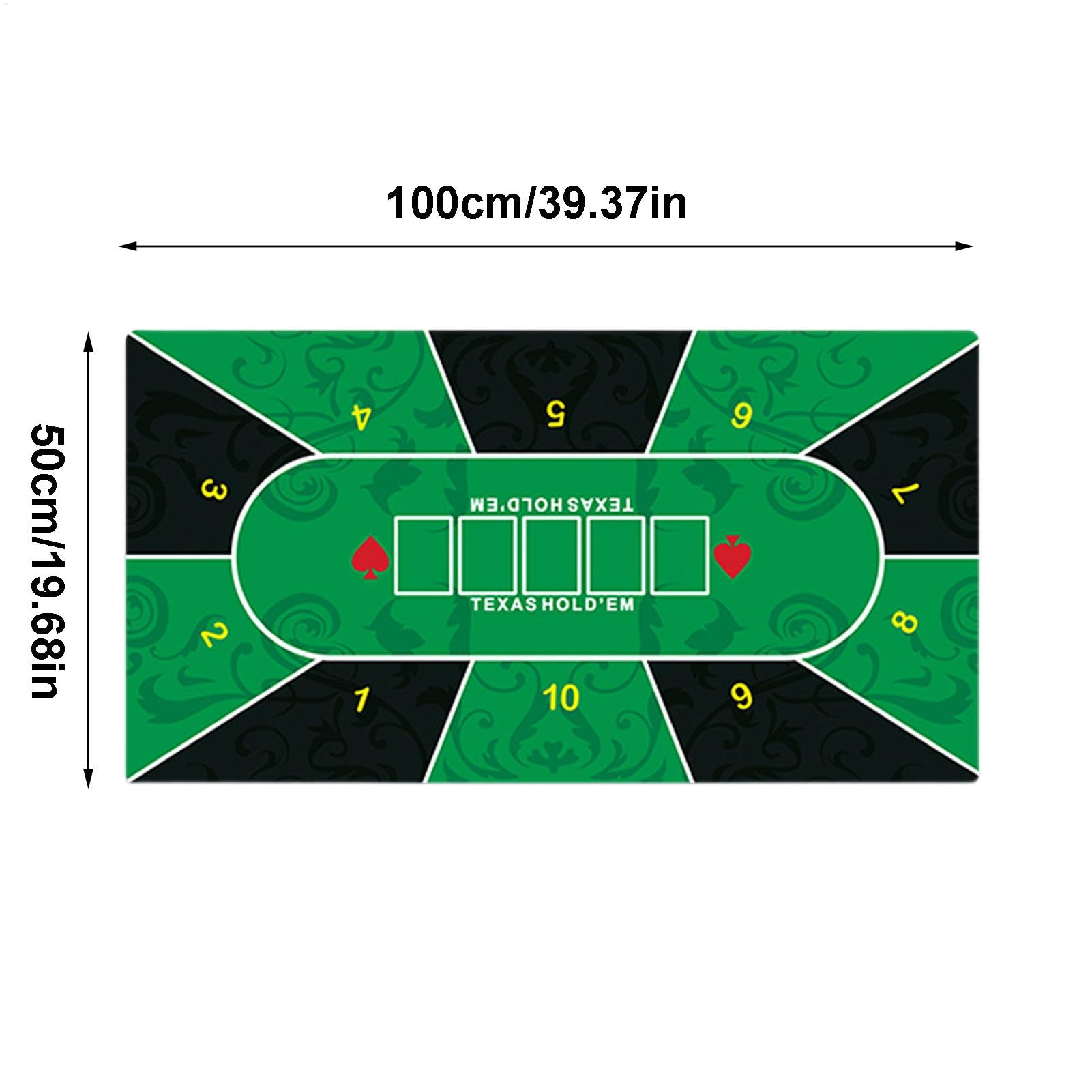 Poker-Tischmatte, Poker-Tischmatte – tragbare Spielmatte aus Gummi mit Poker-Layout, Holdemmatte für Zuhause, Gesellschaftsspielzimmer, Meetings