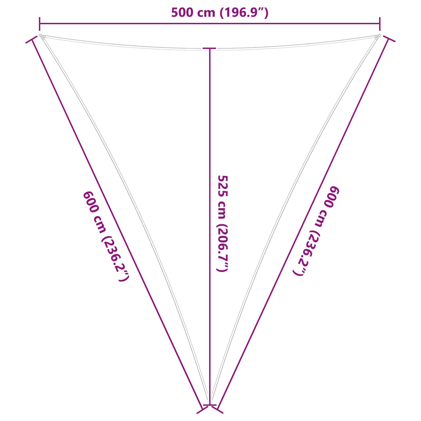 Voile d'Ombrage Triangulaire 2,5 x 2,5 x 3,5 m - Tissu Oxford Durable, Toile Solaire pour Jardin, Terrasse, Balcon, Couleur Anthracite