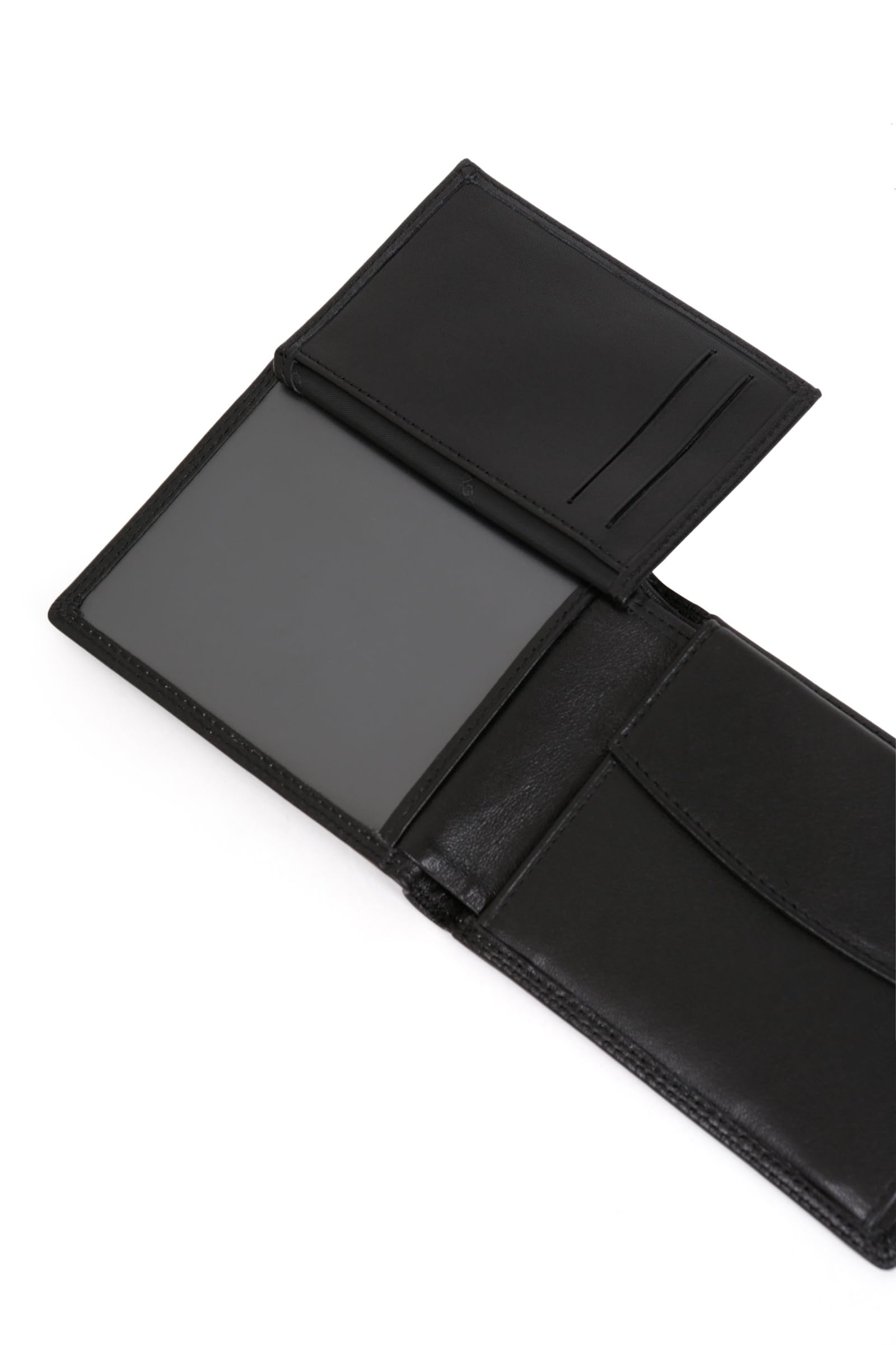 Hexagona - Portefeuille Italien 2 Volets Stop RFID - Compatible Cartes de crédit et CNI - pour Homme - Collection Sensation - Noir - en Cuir