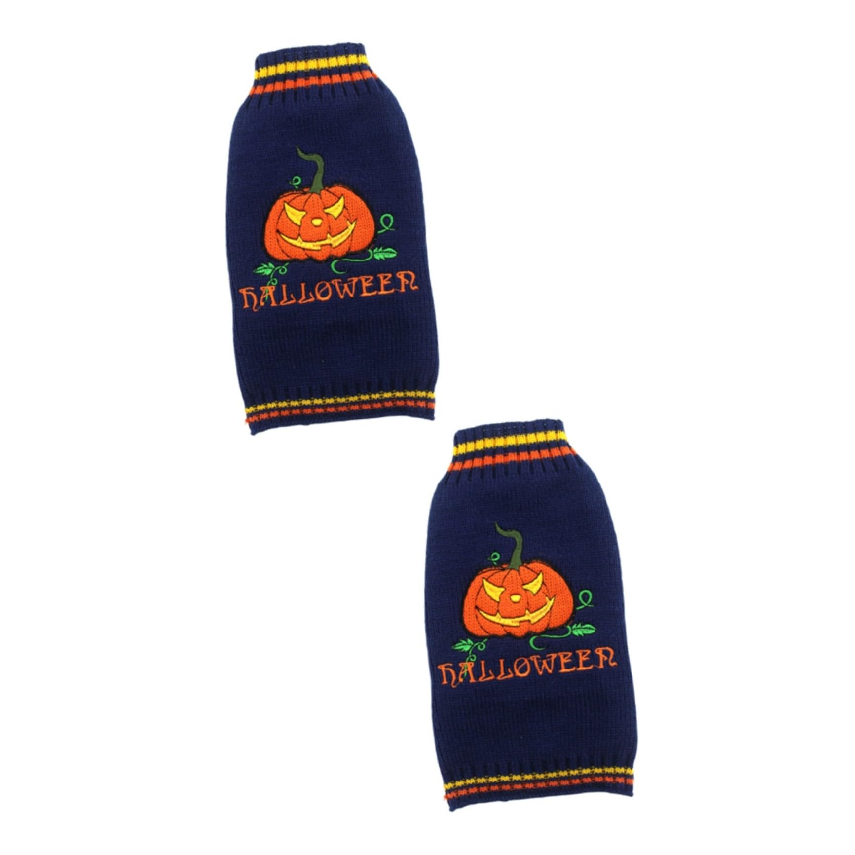BESPORTBLE Maglione per Cani Lavorato A Maglia 2 Pezzi Costume di Halloween per Animali Domestici Caldo Ed Elegante Taglia M Tema Zucca